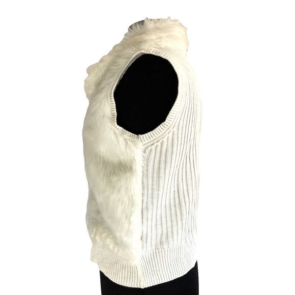 Arizona Jeans Co. Cream Faux Fur/Rib Knit Vest Size XL NWT - Picture 6 of 9